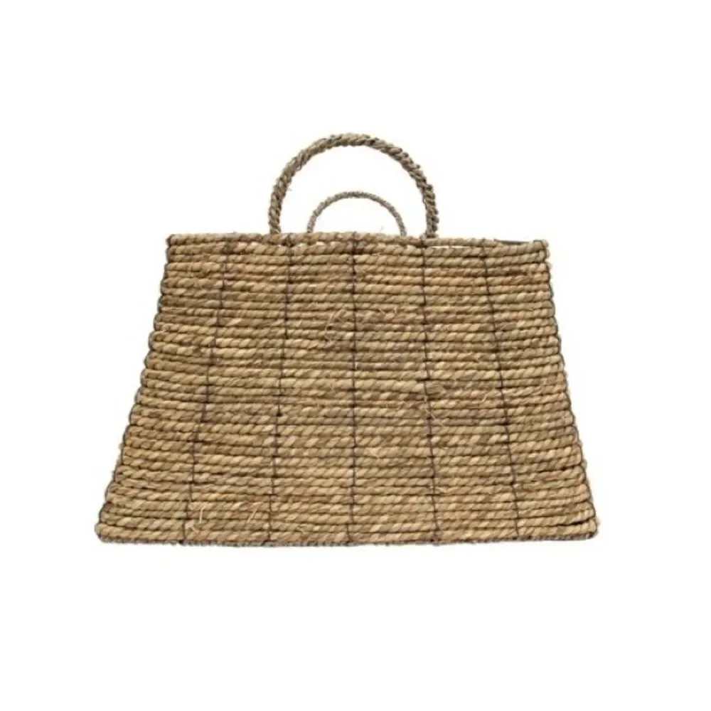 Natural Woven Natural Seagrass & Metal Basket